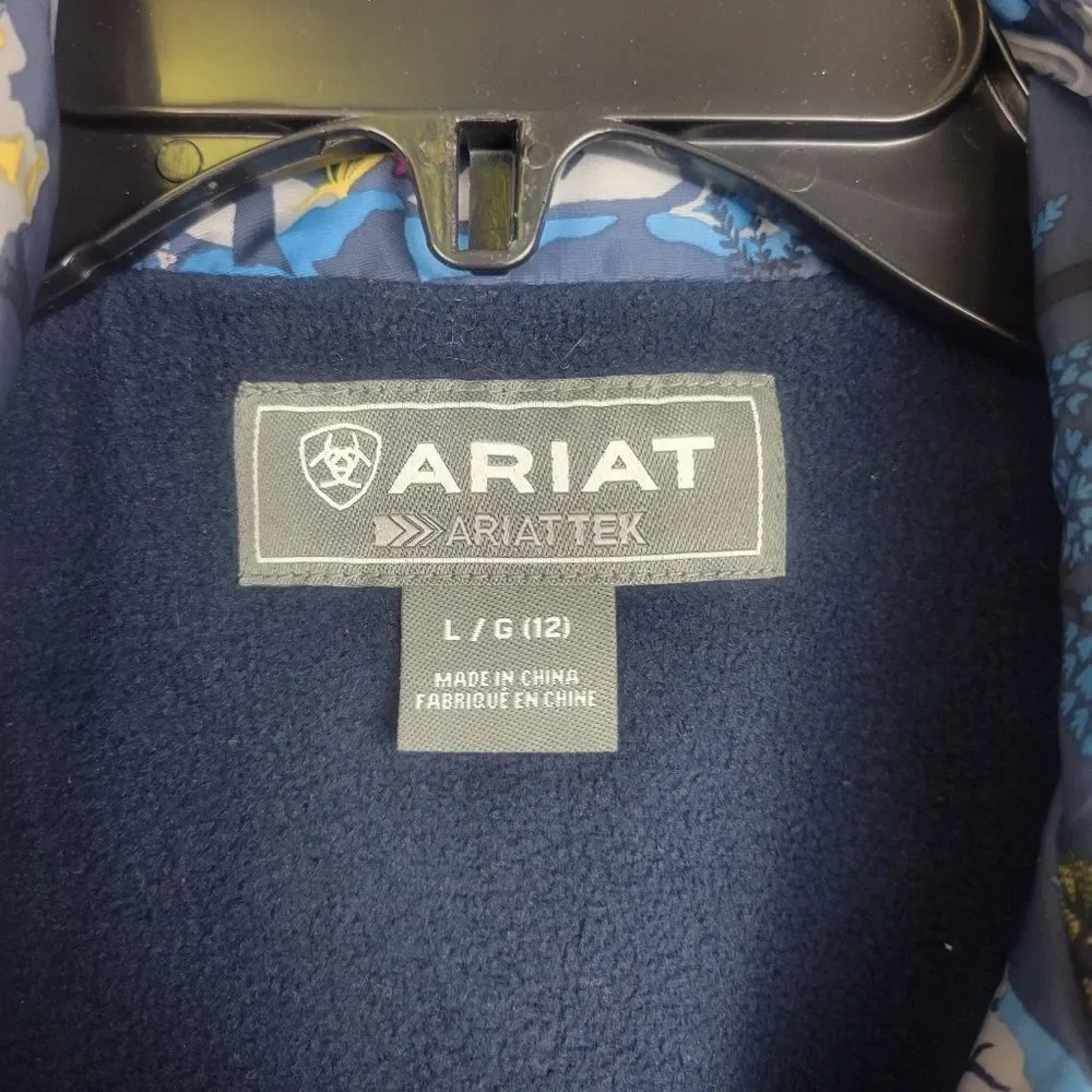 Ariat Girls' Laurel Hunt Insulated Jacket Equastrian Horse Print Blue Size L 12